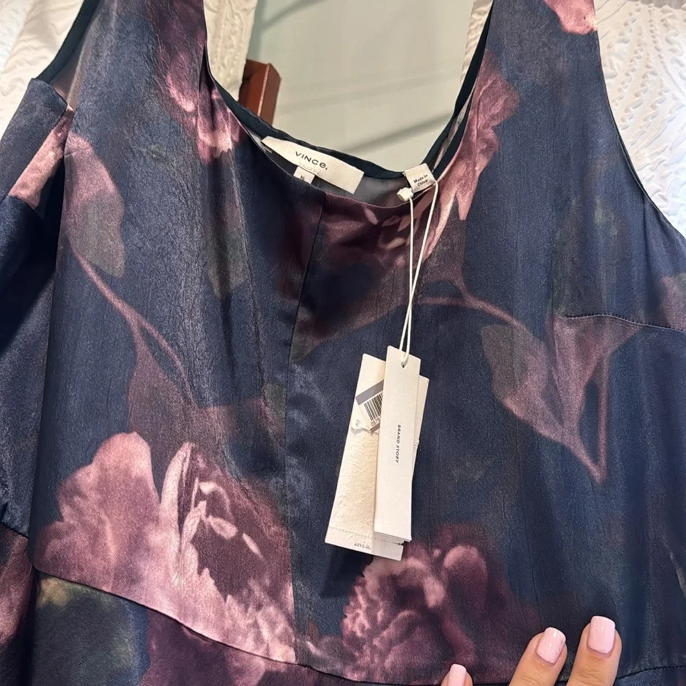Vince Night Garden Floral Silky Midi Dress *NWT*
